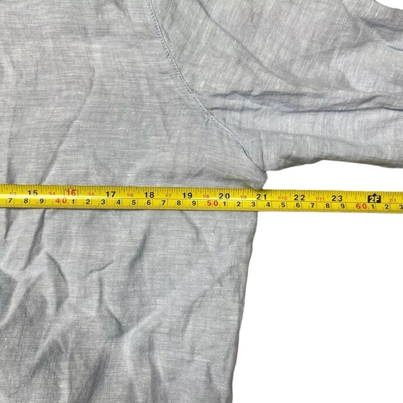 Sigrid Olsen Chambray Button Down Up Blouse Blue 100% Linen Casual Top Size L - Picture 10 of 12